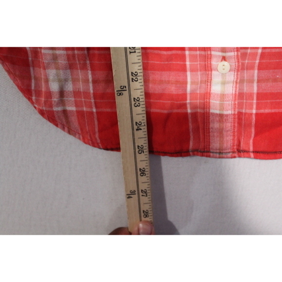 Levi's Women Orange Plaid Boyfriend Fit Pearl Snap Size Small - Picture 4 of 8
